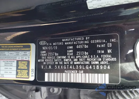 2020 Kia Optima Lx from USA, damaged, VIN 5XXGT4L39LG418904